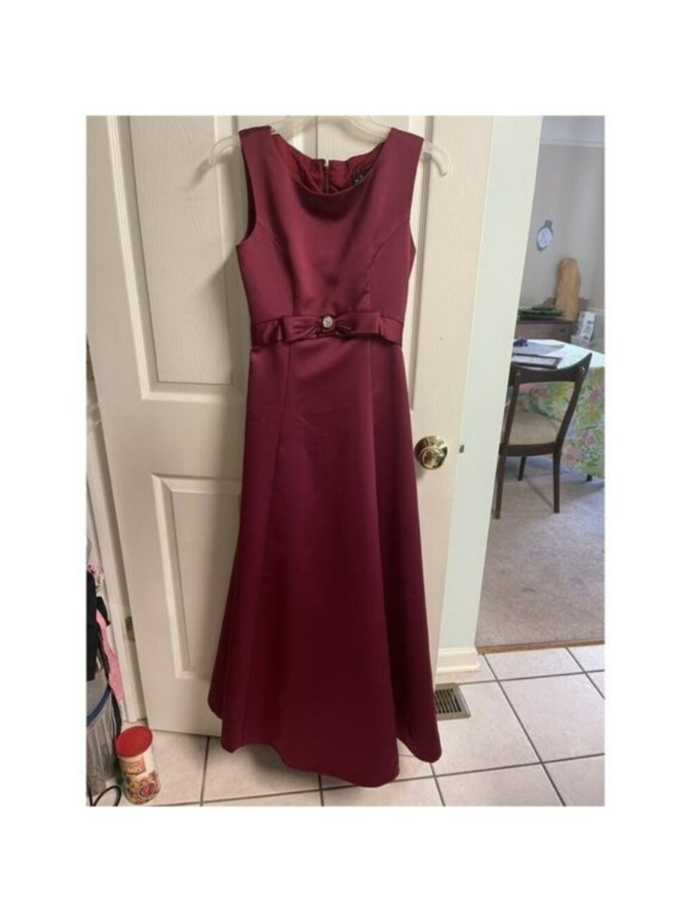 ONON Regency Cocktail Dress Formal 80s 90s Small Sz 3 Red Silky 36w Maxi